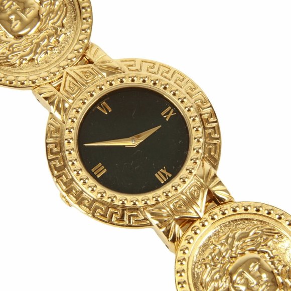 Authentic Gianni Versace Signature Medusa Head Gold Plated Vintage Coin Watch - Picture 10 of 12
